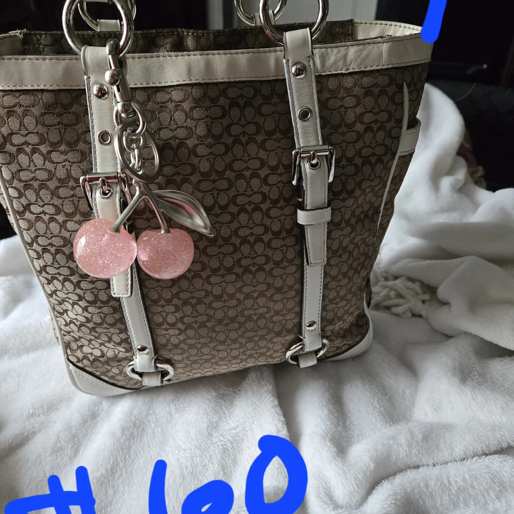 Coach Brown and Cream Monogram Tote with Leather Accents